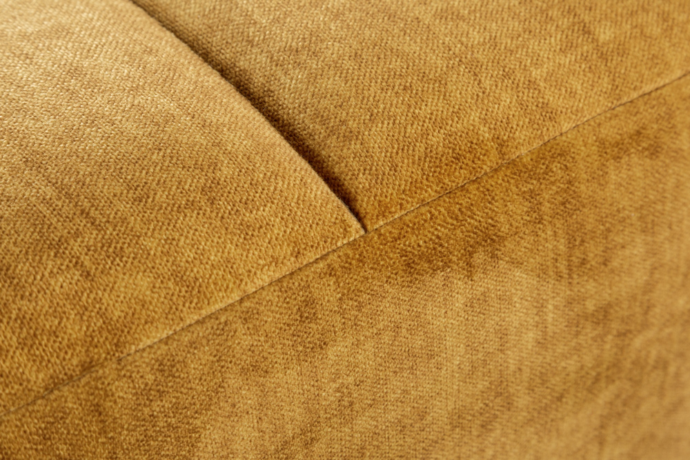 Extravaganter Hocker ELEGANCIA 110cm senfgelb Vogue Velours Samt mit Ziersteppung