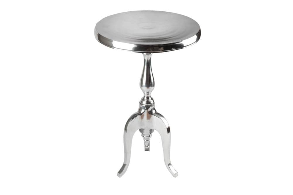 Eleganter Beistelltisch SAVOY 55cm silber poliert Dreibein mit runder Platte