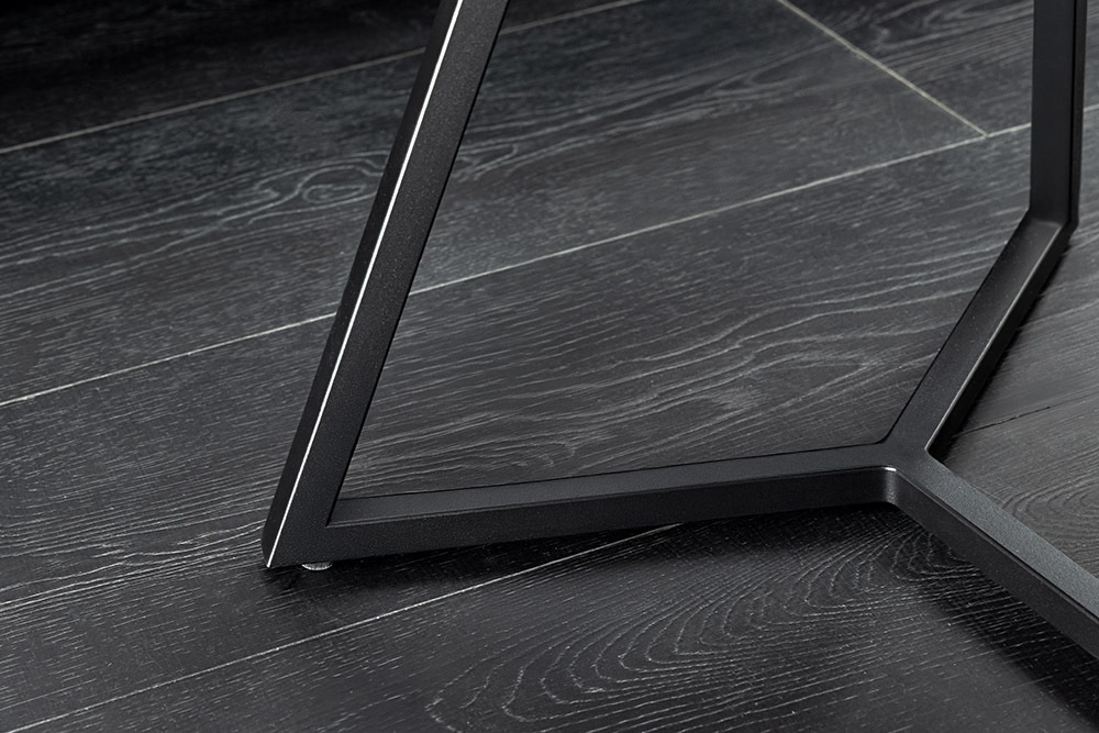 Design Couchtisch MARVELOUS 90cm weiß Marmor Keramik schwarzes Metall