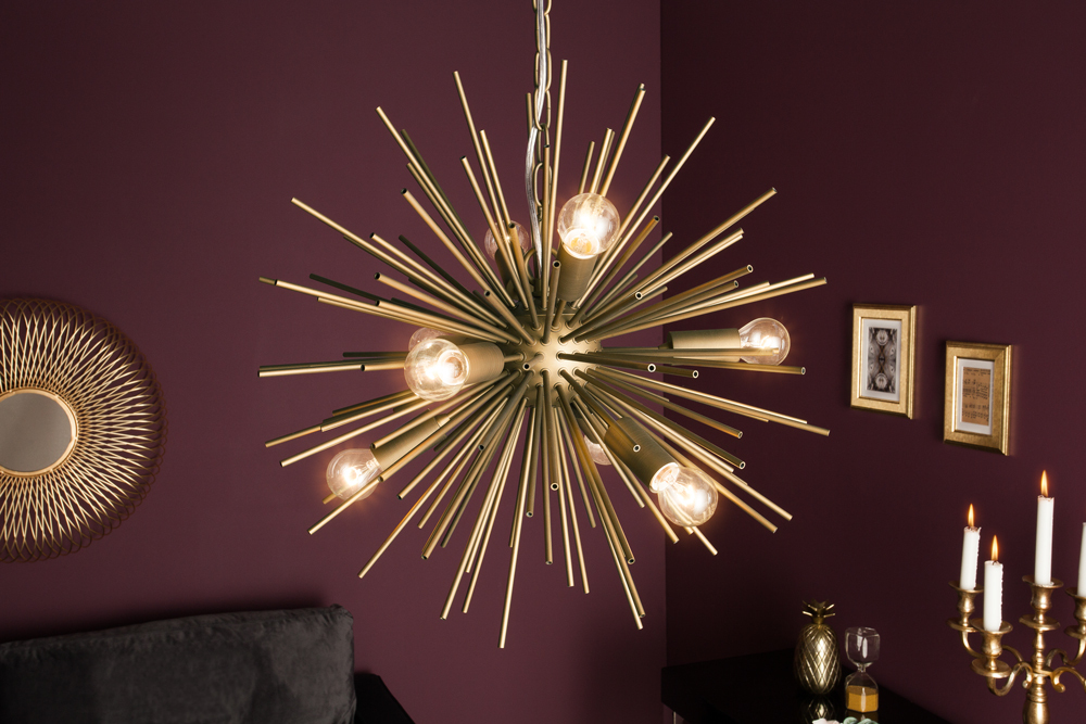 Elegante Hängeleuchte SUNLIGHT 50cm matt gold Hängelampe