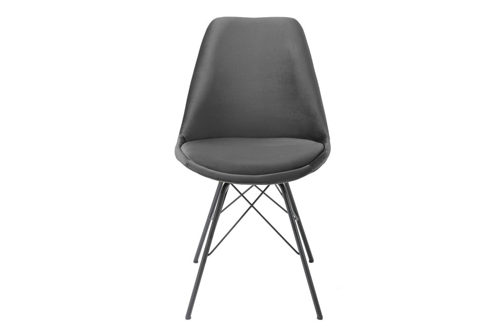 Design Stuhl SCANDINAVIA MEISTERSTÜCK grau Samt schwarze Metallbeine
