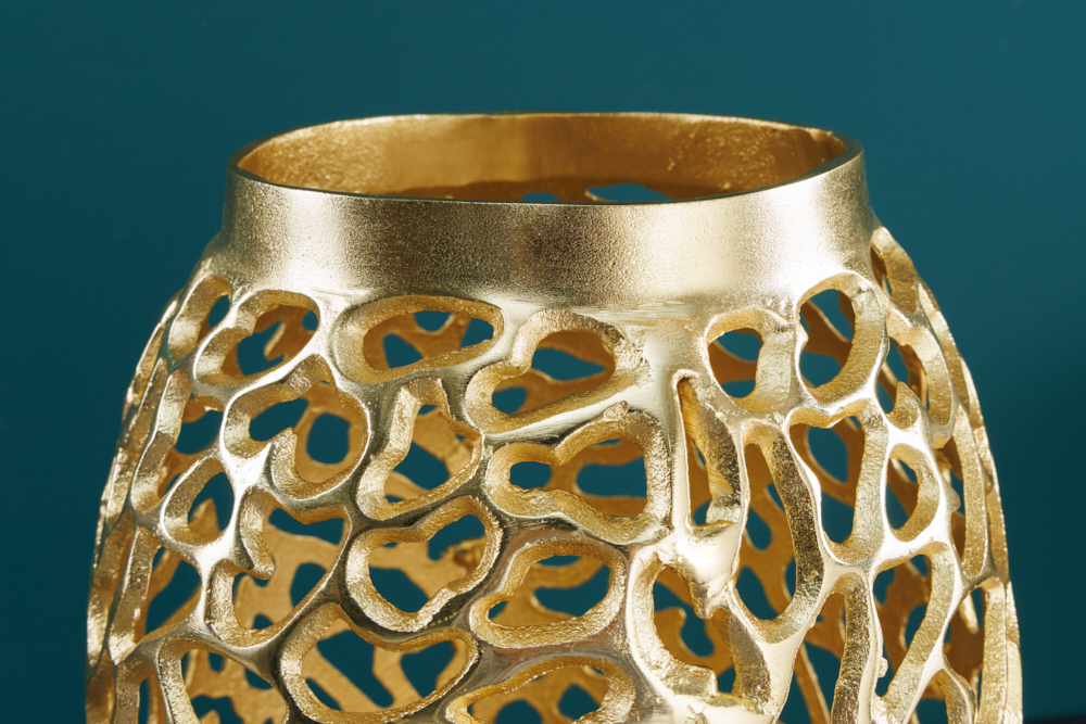 Filigrane Design Vase ABSTRACT LEAF gold 65cm Handarbeit
