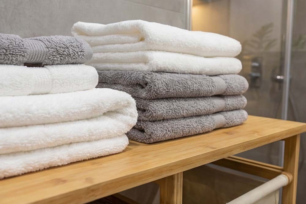 Massivholz Wäschekorb LAGOON SPA 70cm natur beige Bambus drei Wäschebeutel waschbar