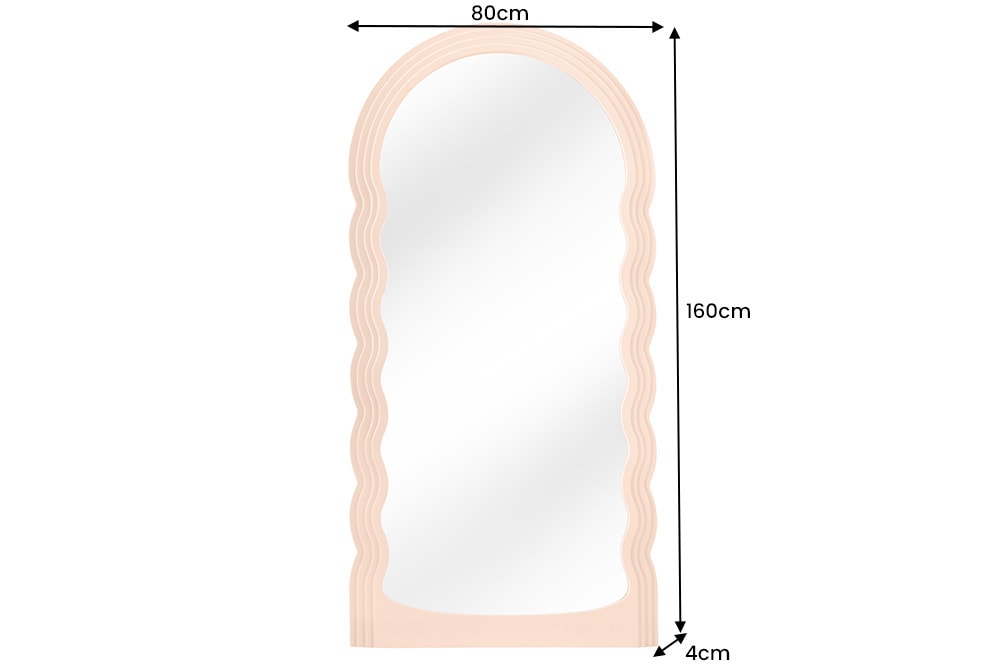 Design Wandspiegel WAVE 160cm apricot Pastell Rundbogen Spiegel
