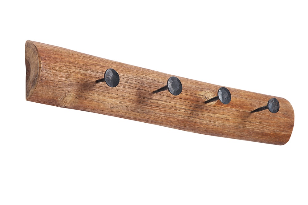 Massive Wandgarderobe HEMINGWAY 50cm natur aus recyceltem Teakholz