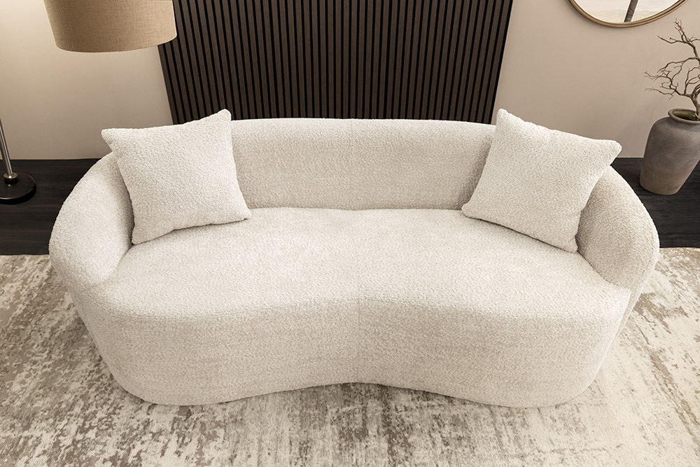 Extravagantes Sofa ELEMENTAL 180cm champagner beige Feinstrick Bouclé 2-Sitzer