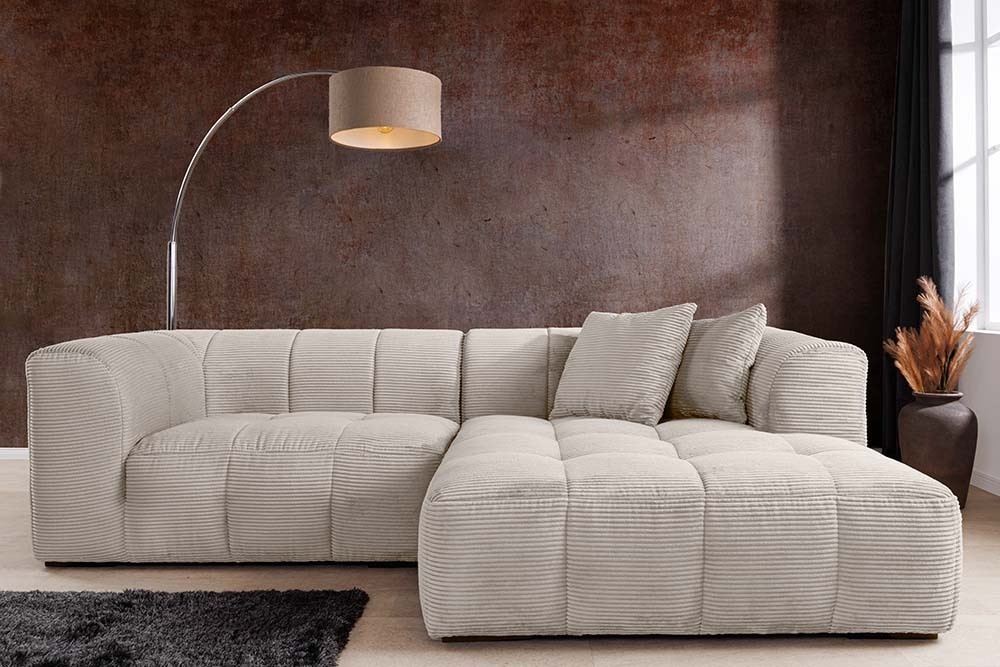 Modernes Sofa ZERO GRAVITY 240cm beige Cord 3-Sitzer Couch