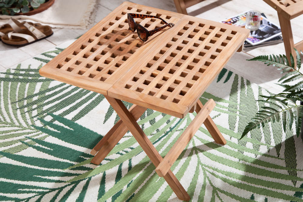 Wetterfester Beistelltisch EMPIRE TEAK 50cm Massivholz klappbar