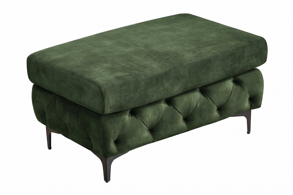 Chesterfield Sitzhocker MODERN BAROCK 95cm grün Samt Fußhocker