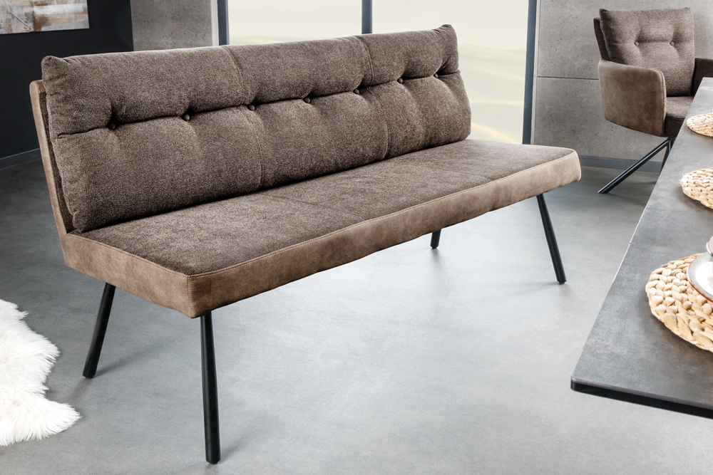 Moderne Sitzbank BIG GEORGE 160cm taupe Flachgewebe Taschenfederkern schwarz