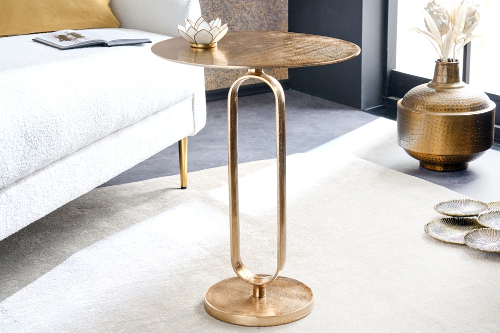 Runder Beistelltisch ELEGANCE 60cm gold Metall Aluminium handmade