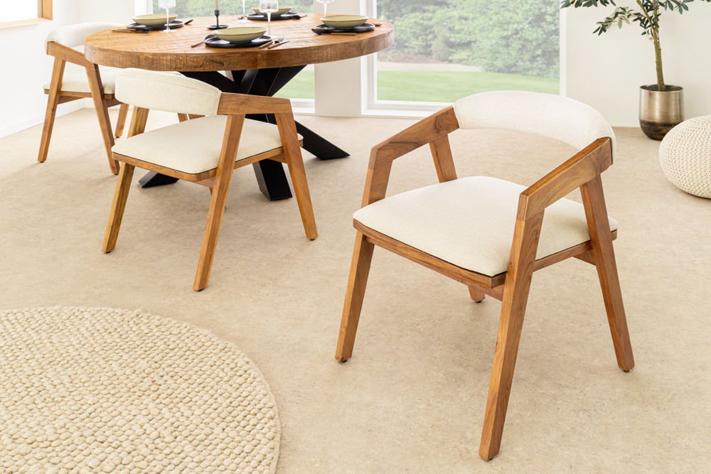 Design Stuhl MAMMUT beige natur massives Akazienholz honey finish