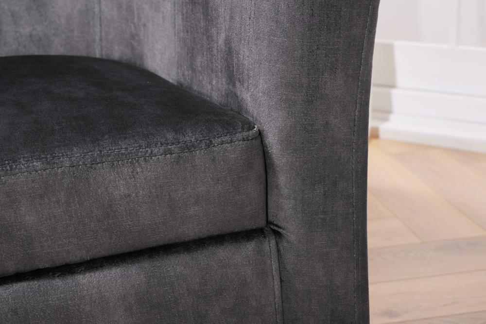 Design Lounge Sessel HEMINGWAY dunkelgrau Samt Armlehnen Cocktailsessel