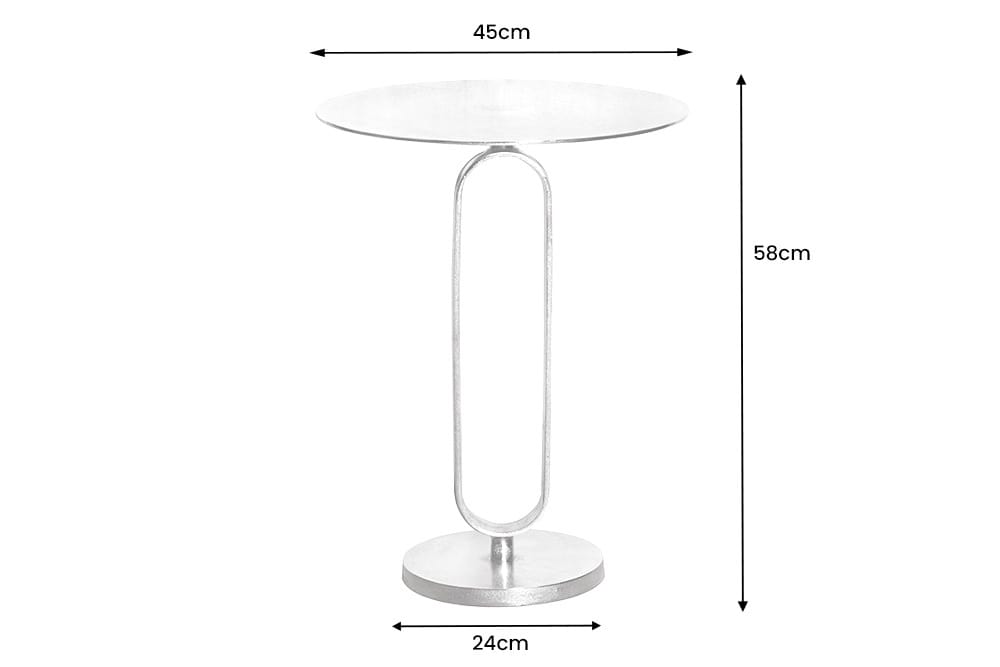 Runder Beistelltisch ELEGANCE 60cm silber Metall Aluminium handmade