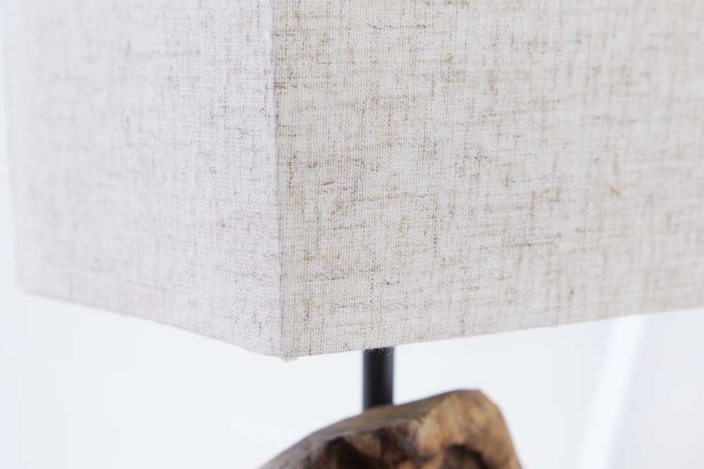 Handgearbeitete Treibholz Tischlampe HYPNOTIC 45cm beige mit Leinenschirm