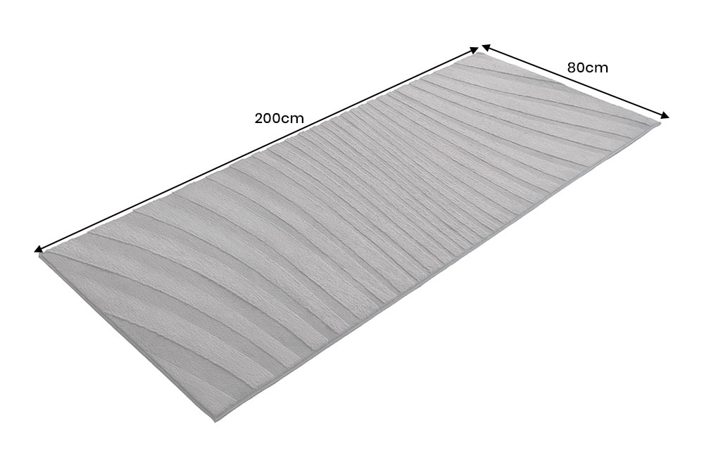 3D strukturierter Teppich WAVE 200x80cm anthrazit Kurzflor Indoor Teppichläufer
