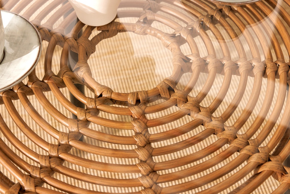 In- und Outdoor Bistro Balkon-Set PARIS braun Polyrattan Sitzgruppe wetterfest mit Tisch