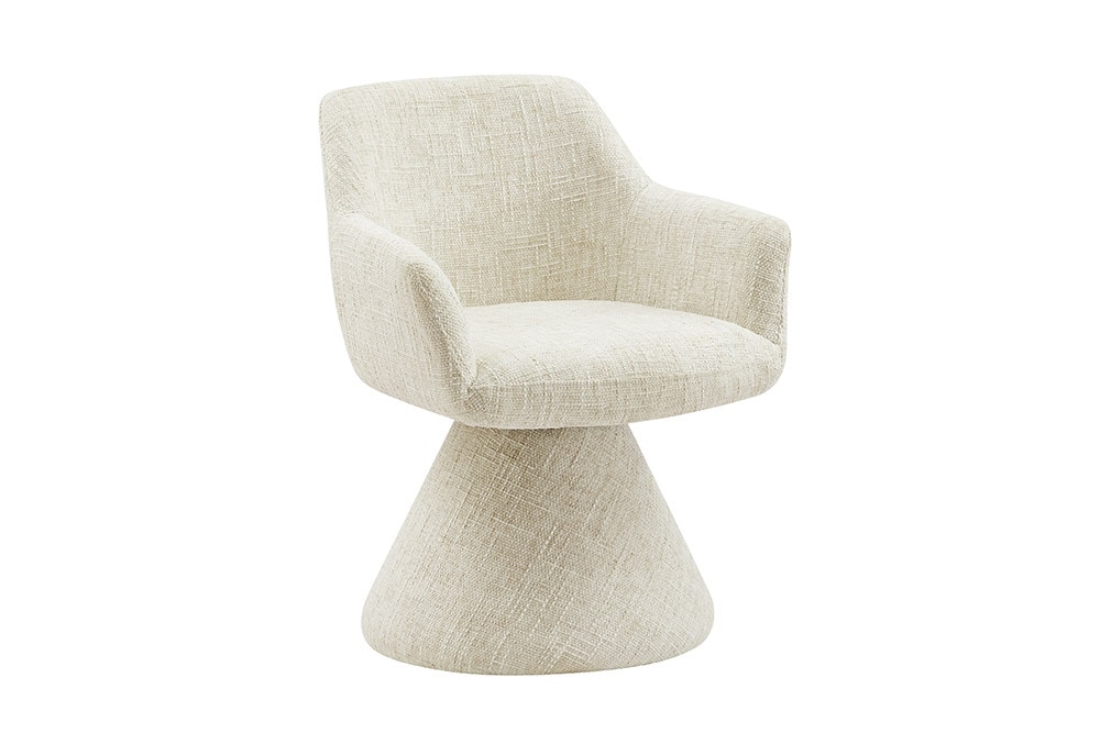 Drehbarer Stuhl AMBIENTO beige Chenille 180° mit Auto-Return Polsterstuhl