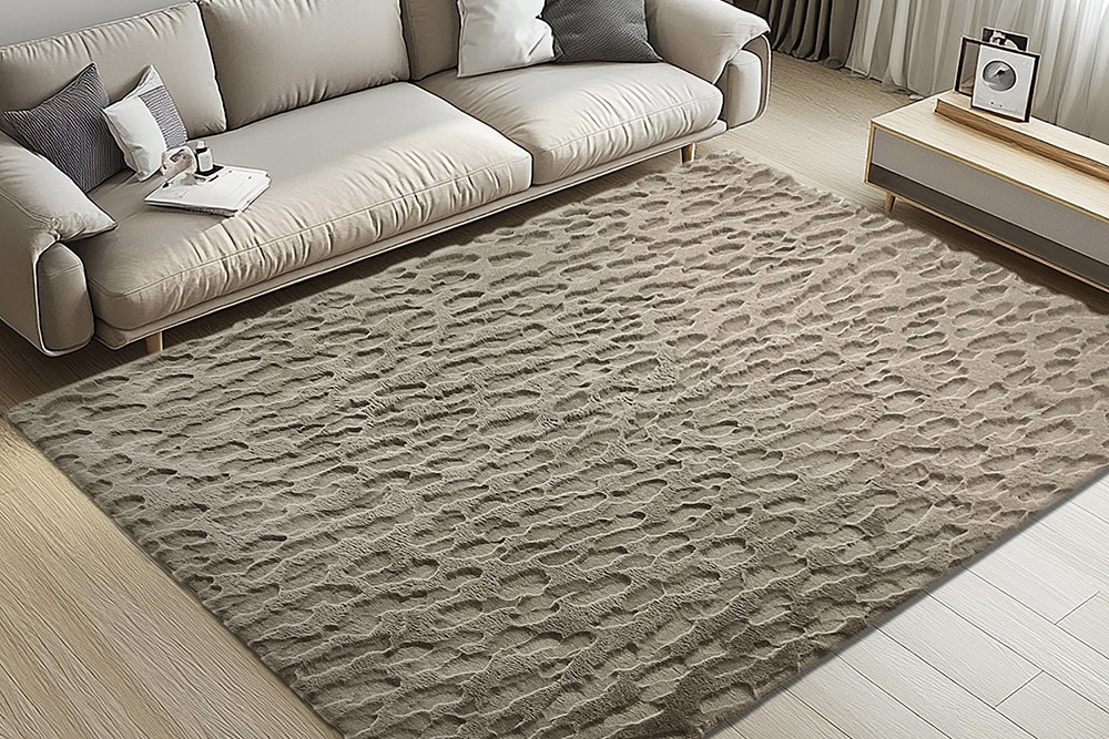 3D Hochflor Teppich DUNE 230x160cm taupe Hoch-Tief-Effekt