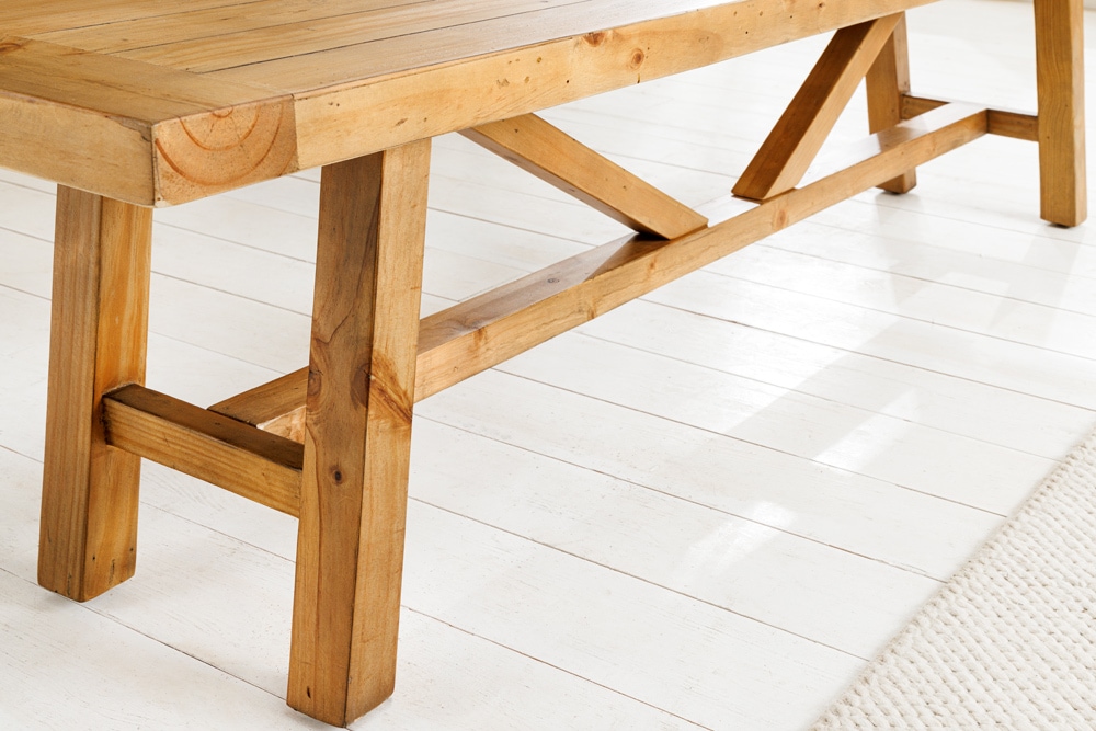 Massive Sitzbank RIVIERA 180cm natur recyceltes Pinienholz Landhaus-Stil