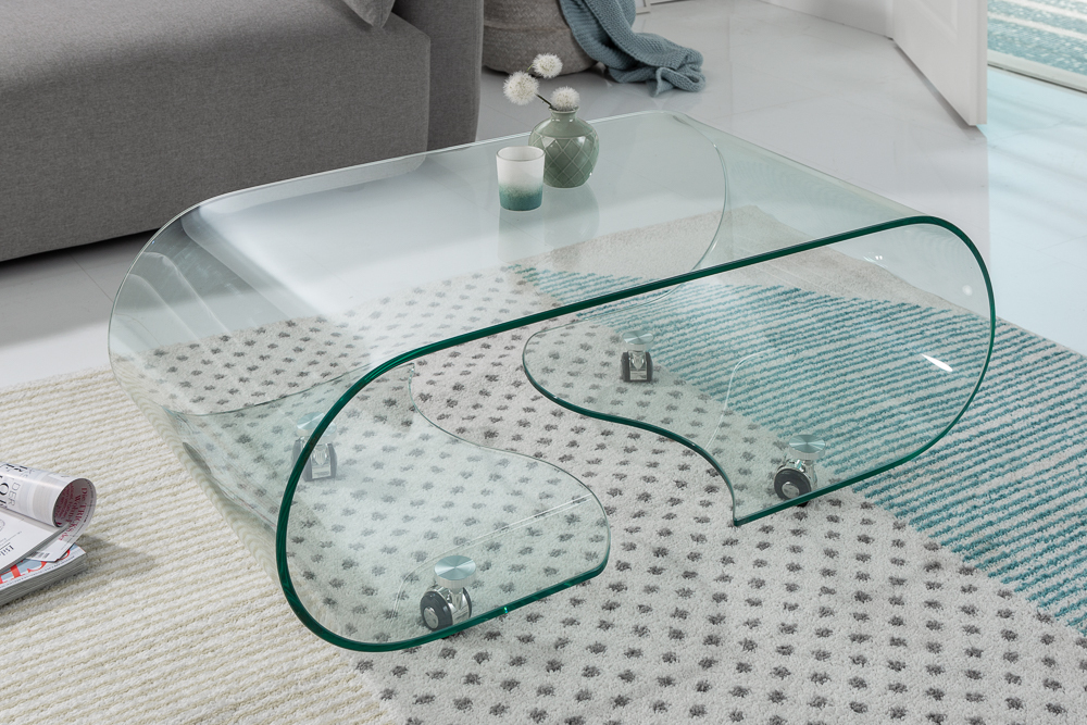 Extravaganter Glas Couchtisch FANTOME 90cm transparent