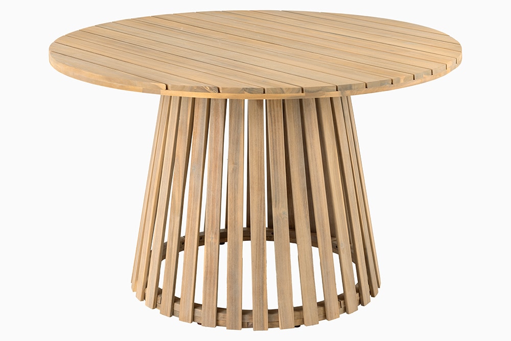 Runder Gartentisch KOPENHAGEN 120cm natur Akazie Massivholz In- und Outdoor wetterfest