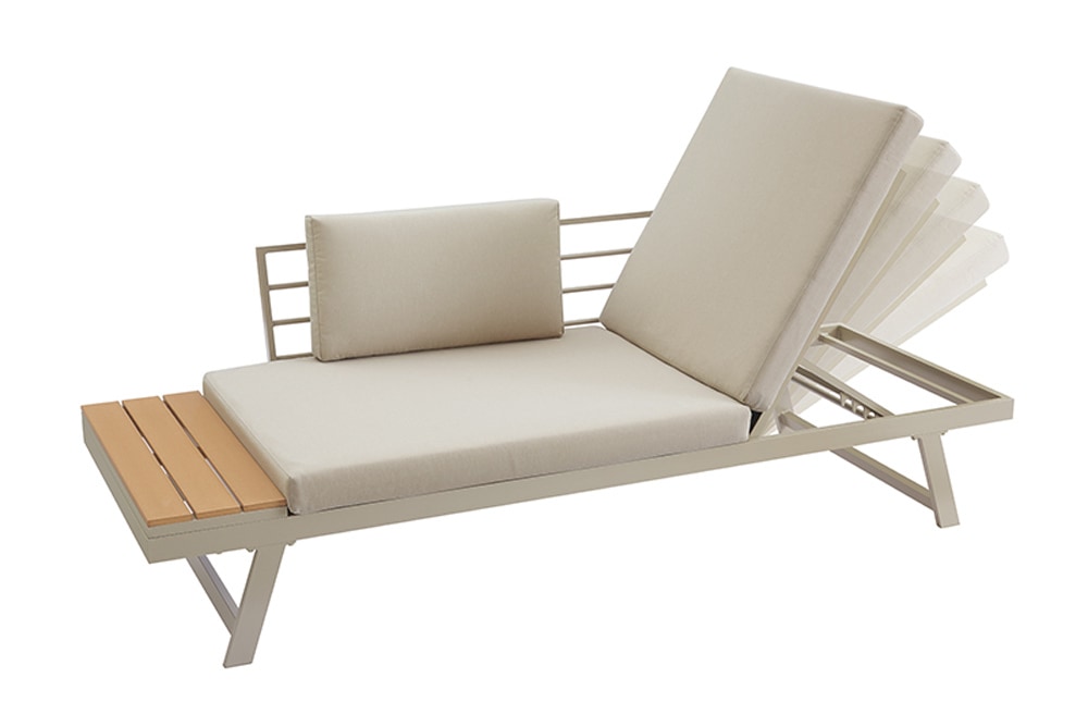 Verstellbare Gartenlounge MODULAR MIAMI 230cm champagner greige Gartensofa oder Gartenliege
