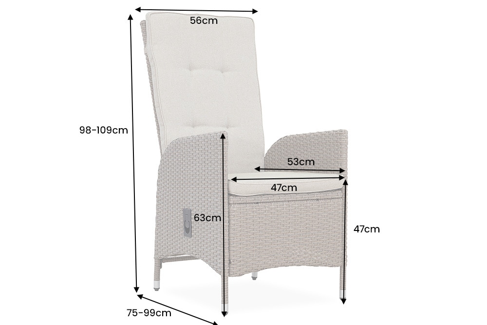 Outdoor Gartenstuhl SYLT natur beige Polyrattan Hochlehner mit Armlehne verstellbar wetterfest