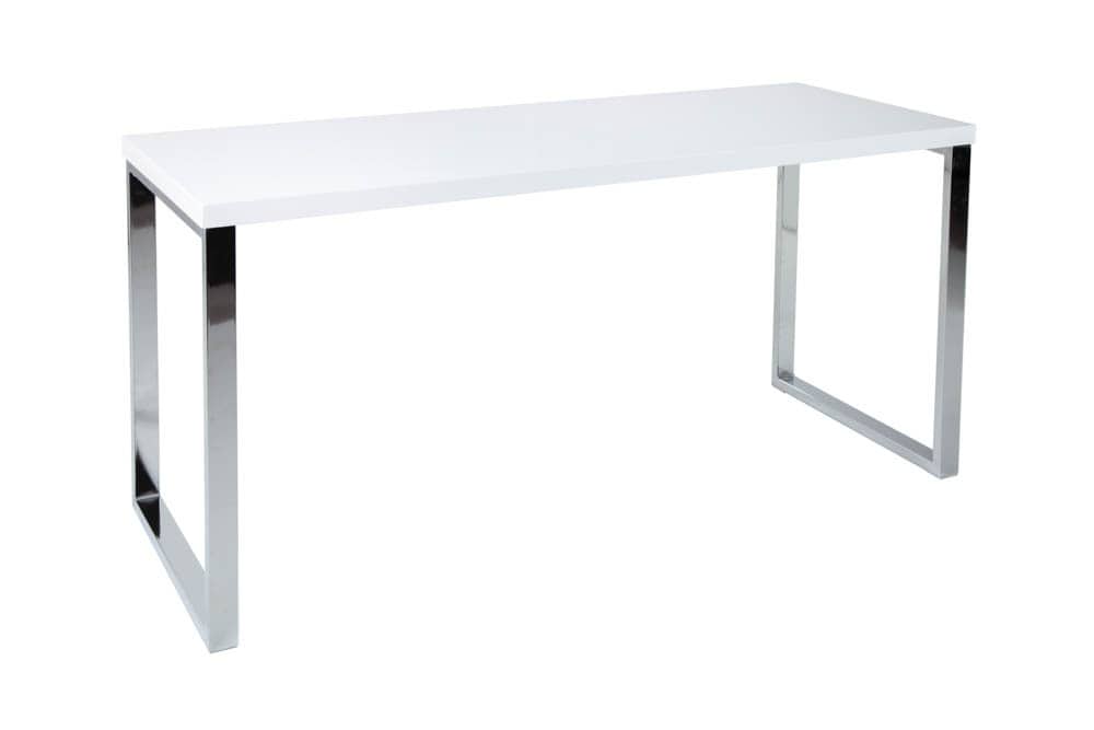 Moderner Schreibtisch WHITE DESK 140cm weiß Hochglanz Bürotisch