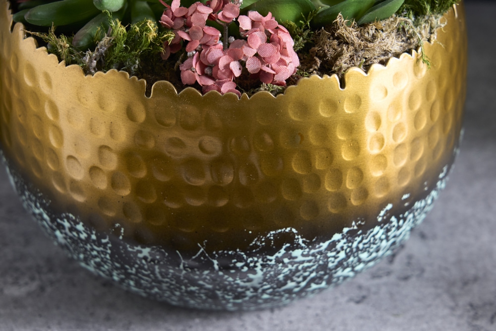Handgearbeitete Deko Schale ORIENT 19cm gold mit Patina im Classic Hammerschlag Design