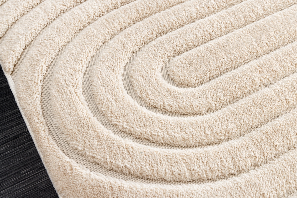 3D strukturierter Kurzflor Teppich ART DECO 230x160cm beige Hoch-Tief-Effekt