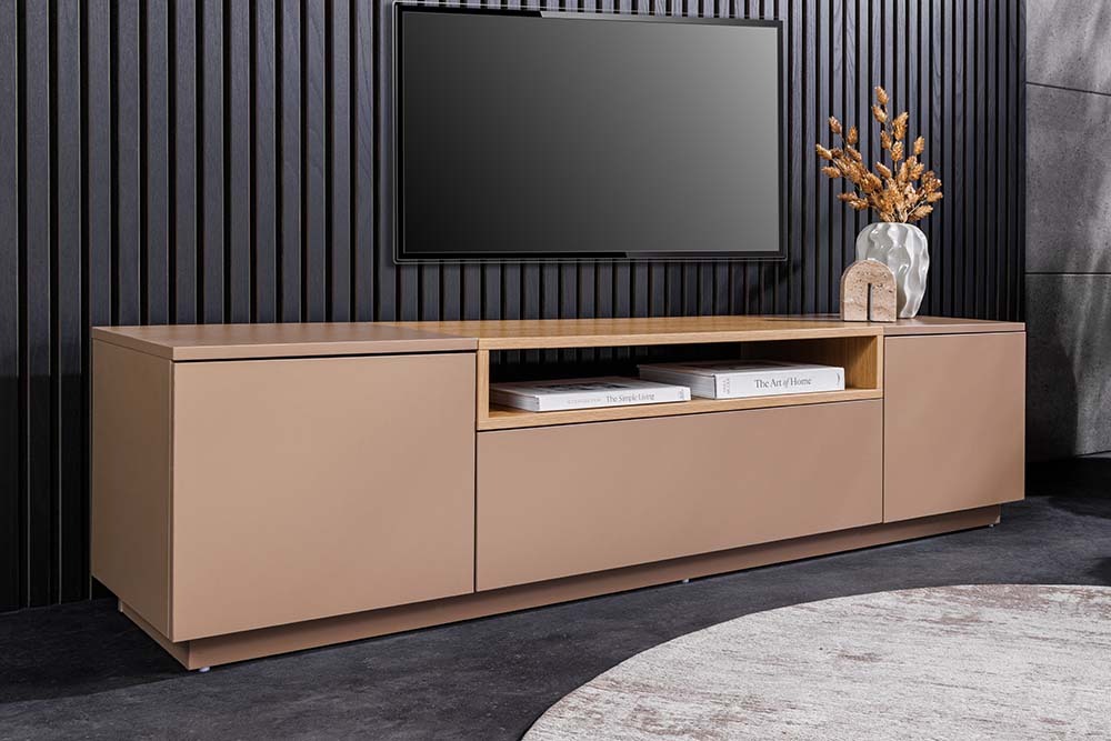 Modernes TV-Board LOFT 160cm natur grau beige greige drei Fächer Schublade » Jetzt kaufen