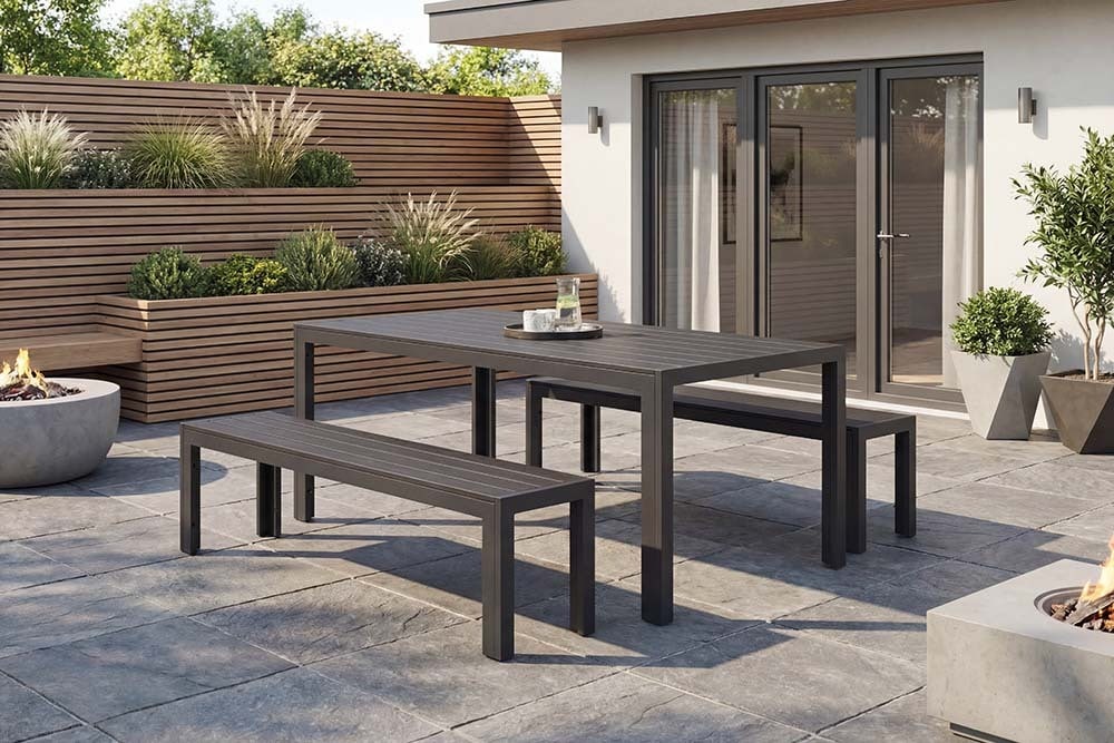 Moderner Gartentisch DESIGNO 205cm anthrazit schwarz Aluminium wetterfest