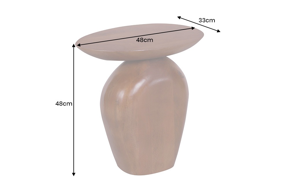 Massiver Beistelltisch ORGANIC 50cm braun Mangoholz oval Säulenfuß