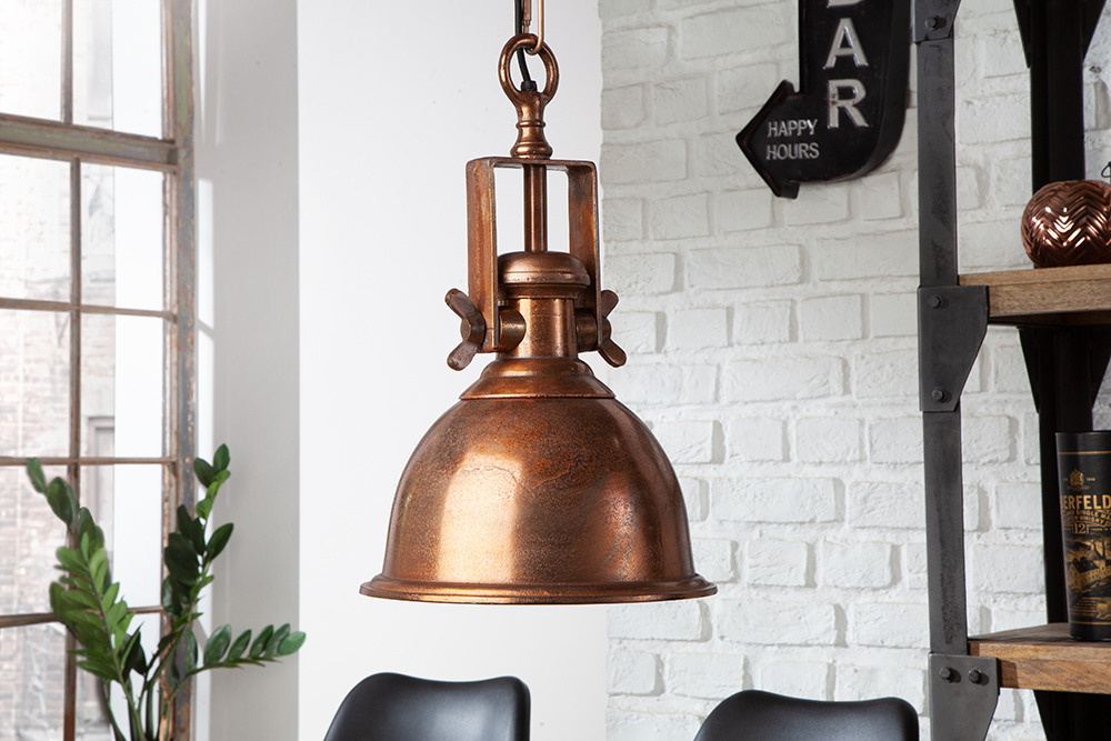 Design Hängelampe INDUSTRIAL 45cm kupfer geflammt Industrial Stil Design Hängelampe INDUSTRIAL 45cm kupfer geflammt Industrial Stil
