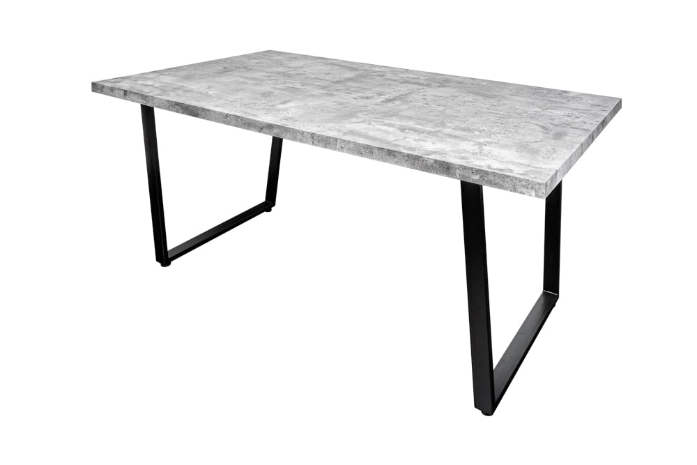Moderner Esstisch LOFT 160cm grau Beton-Design schwarze Metallbeine Kufengestell Industrial