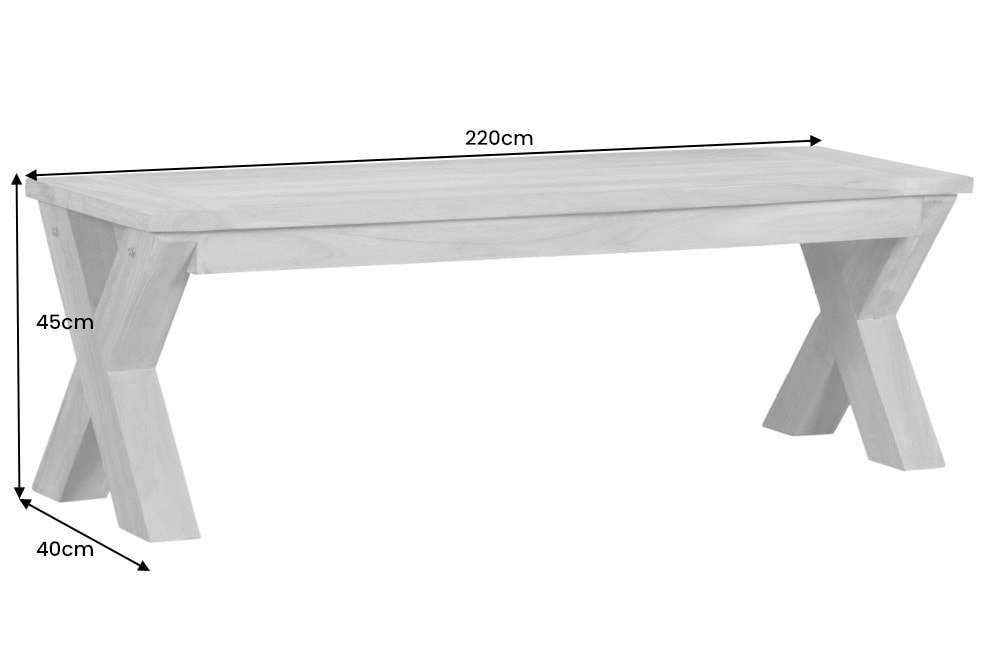 Massive Gartenbank EMPIRE TEAK 220cm Sitzbank Teakholz wetterfest