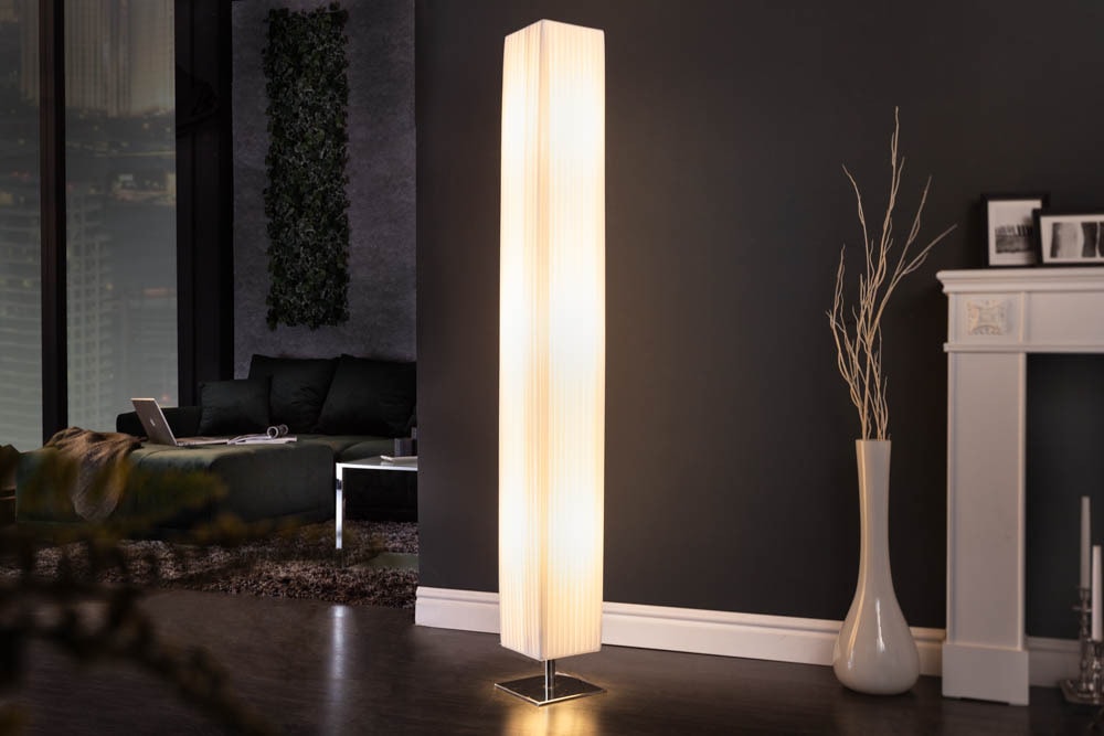 Moderne Design Stehlampe PARIS 160cm weiß Plissee Schirm Stehleuchte » Jetzt kaufen