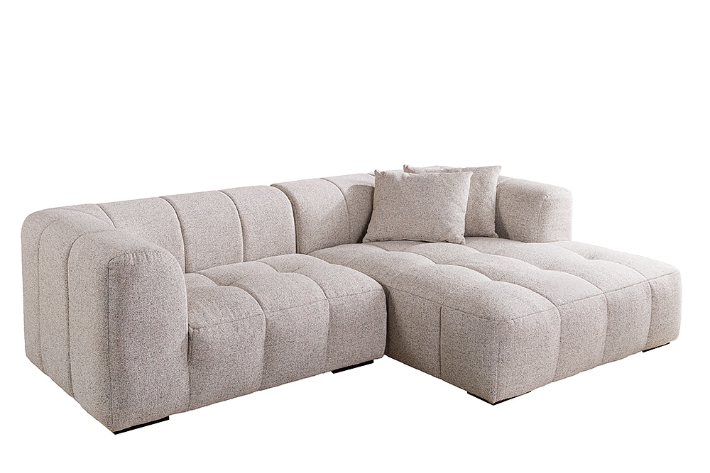 Modernes Ecksofa ZERO GRAVITY 240cm graphit beige Strukturstoff 3-Sitzer Couch