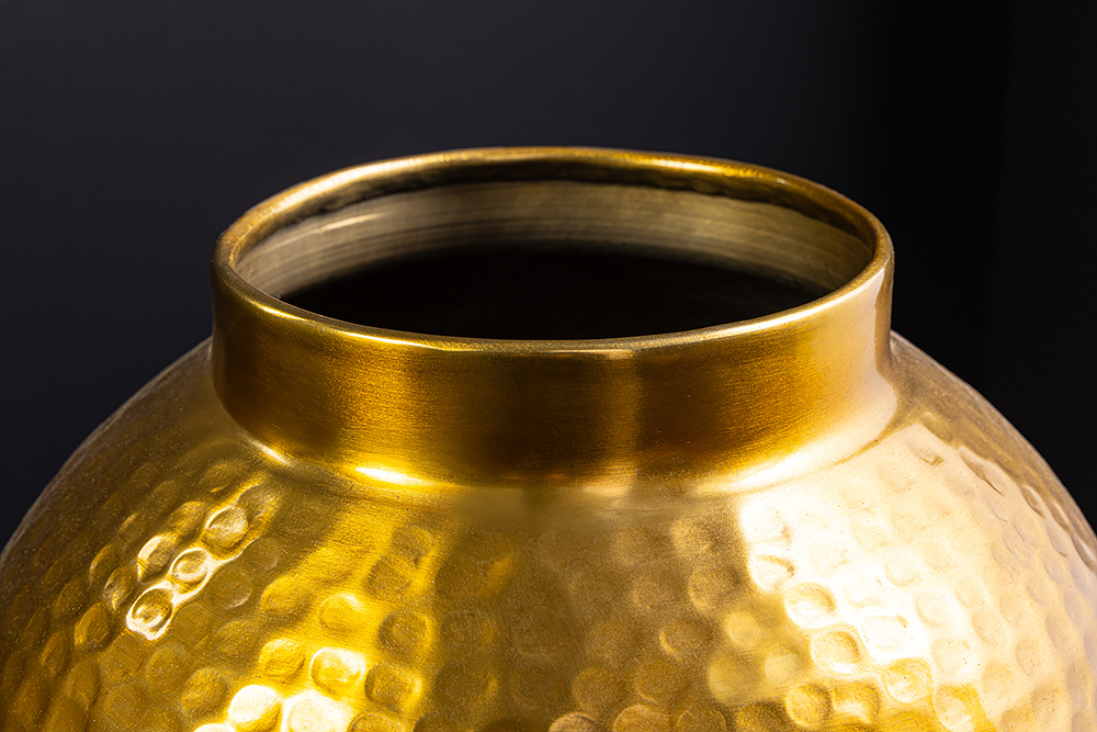 Handgefertigte Deko Vase ORIENT L 60cm gold Metall mit Patina Hammerschlag Design
