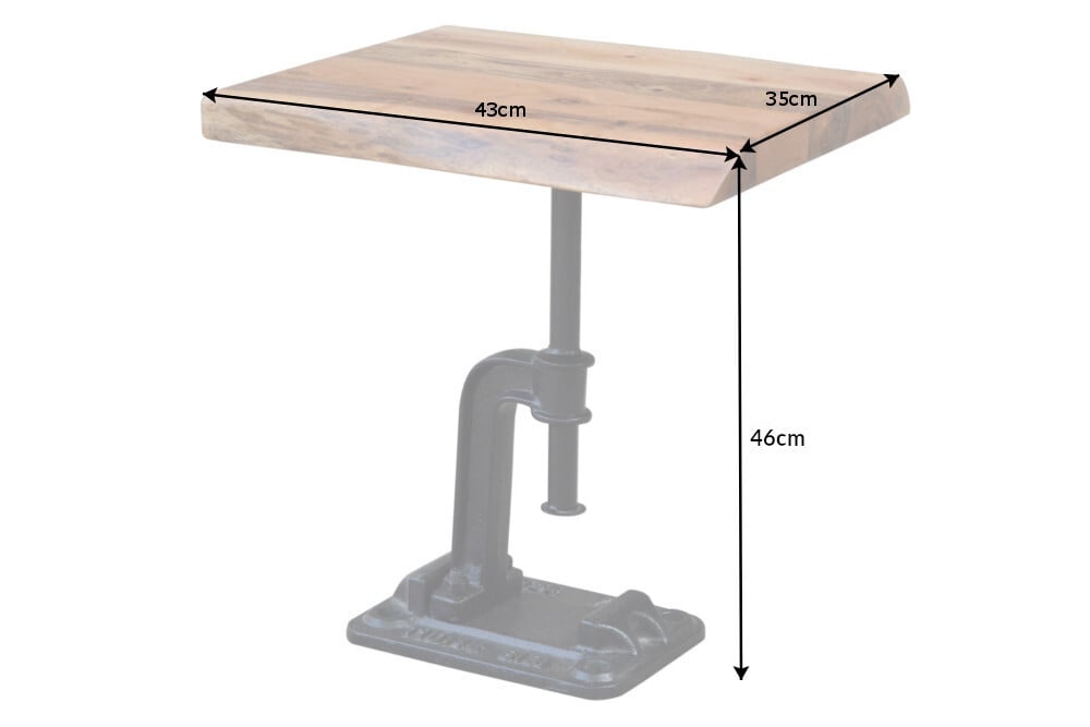 Authentischer Beistelltisch FACTORY 50cm Akazie Massivholz Baumkante Industrial Design