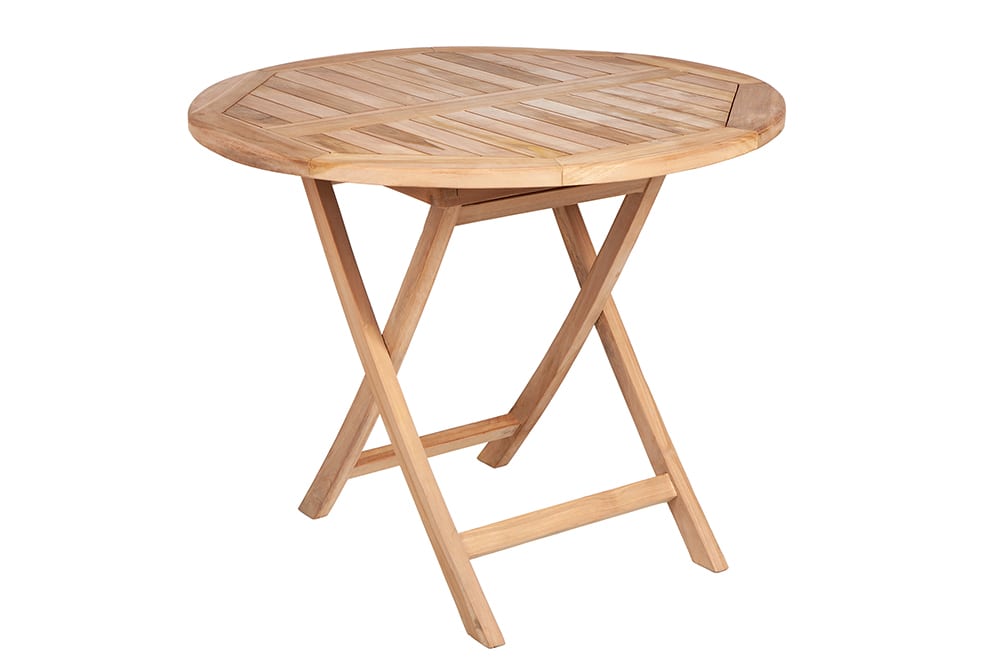 Massiver Gartentisch EMPIRE TEAK 90cm Teakholz rund klappbar Balkontisch Outdoor