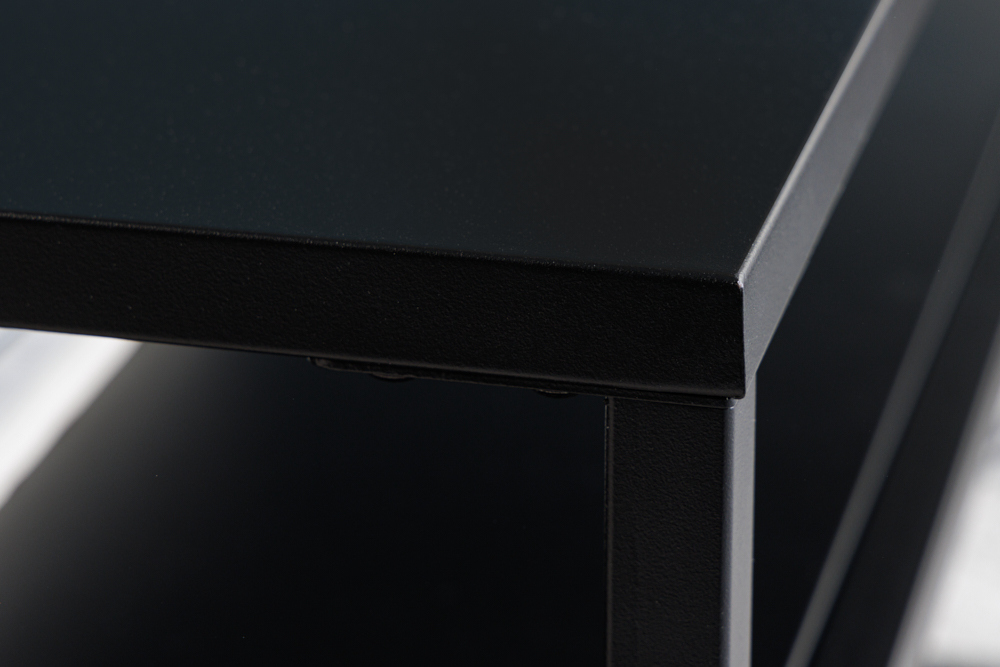 Moderner Couchtisch DURA STEEL 100cm schwarz Metall mit Ablagefach