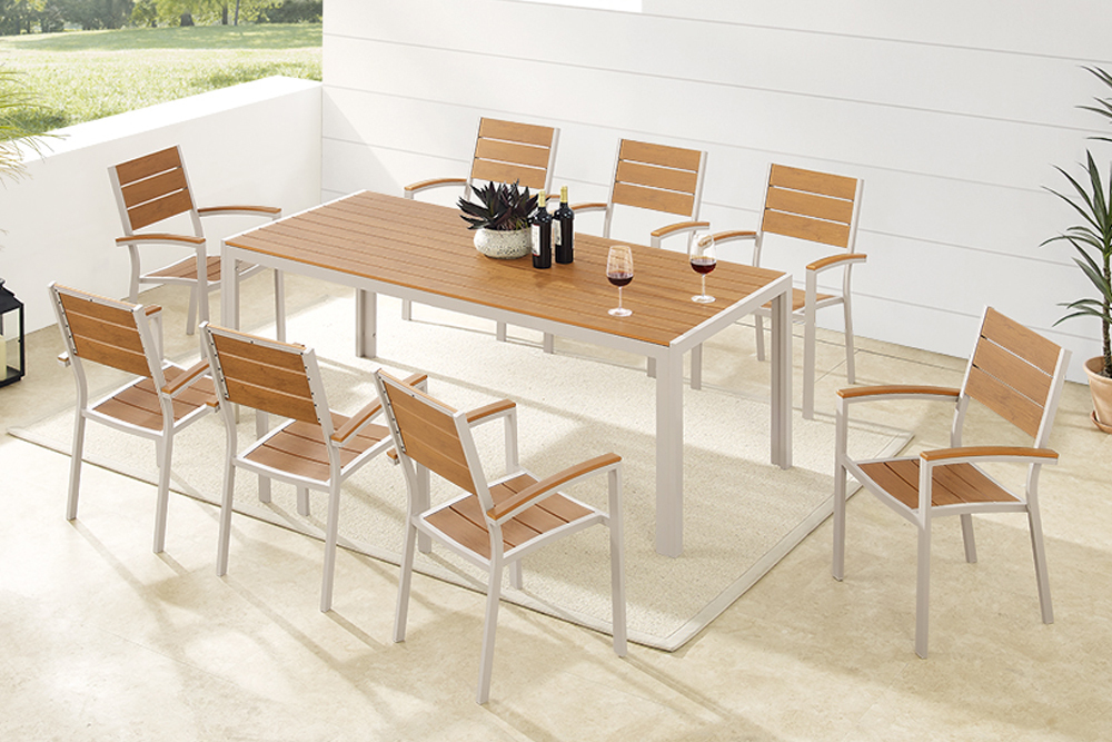 Moderner Gartenstuhl DESIGNO natur greige Aluminium stapelbar wetterfest Moderner Gartenstuhl DESIGNO natur greige Aluminium stapelbar wetterfest