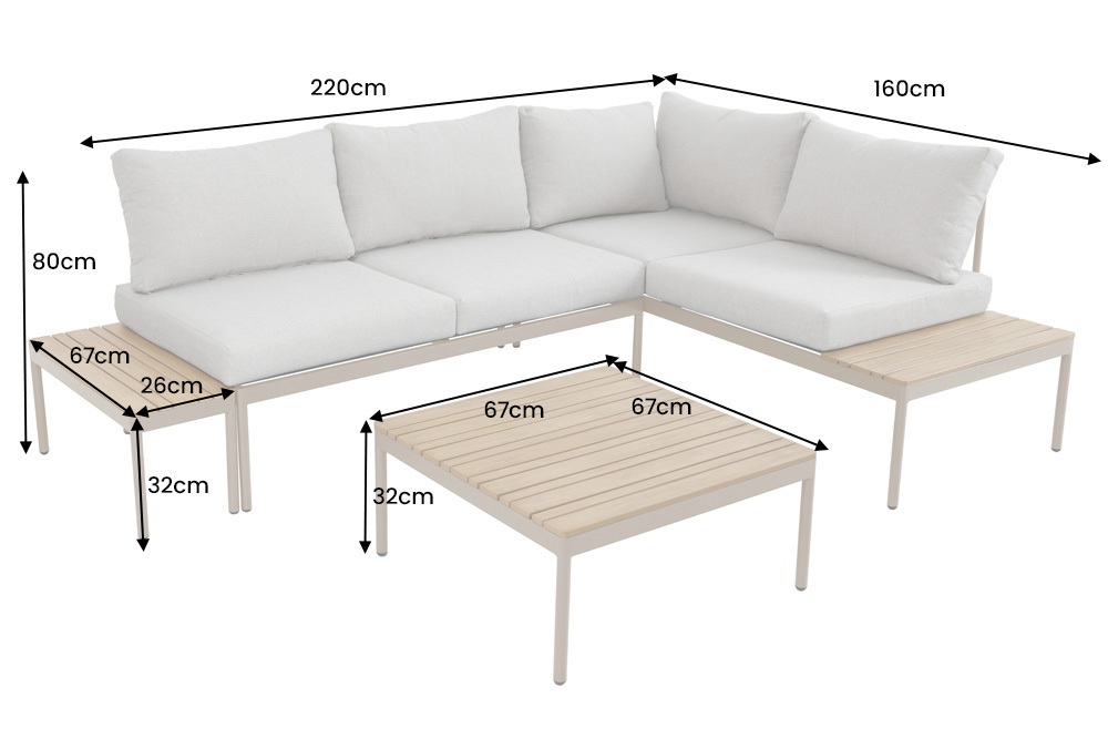 Outdoor Lounge MOBILE MODULAR anthrazit hellgrau Garten-Sitzgruppe inkl. Tisch und Kissen