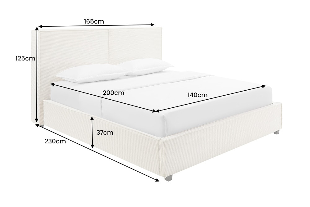 Design Boxbett ROCCO 140x200cm beige Cord mit Stauraum und Lattenrost