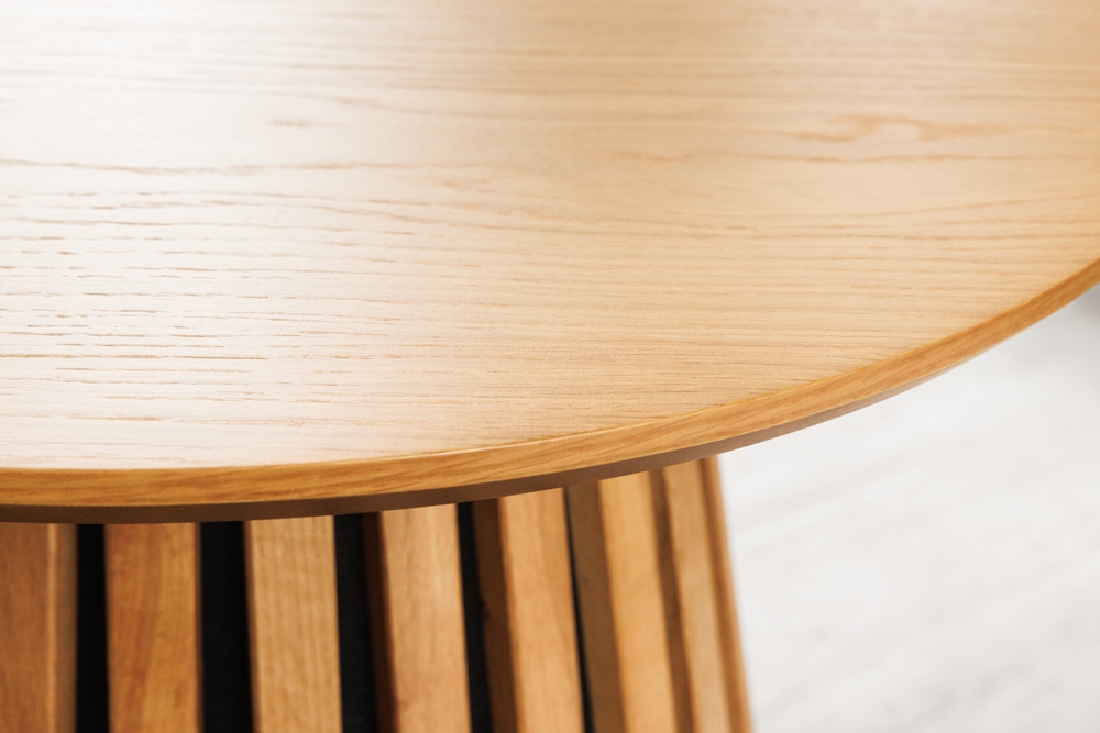 Runder Couchtisch VALHALLA WOOD 50cm natur Eichenholz Säulenfuß