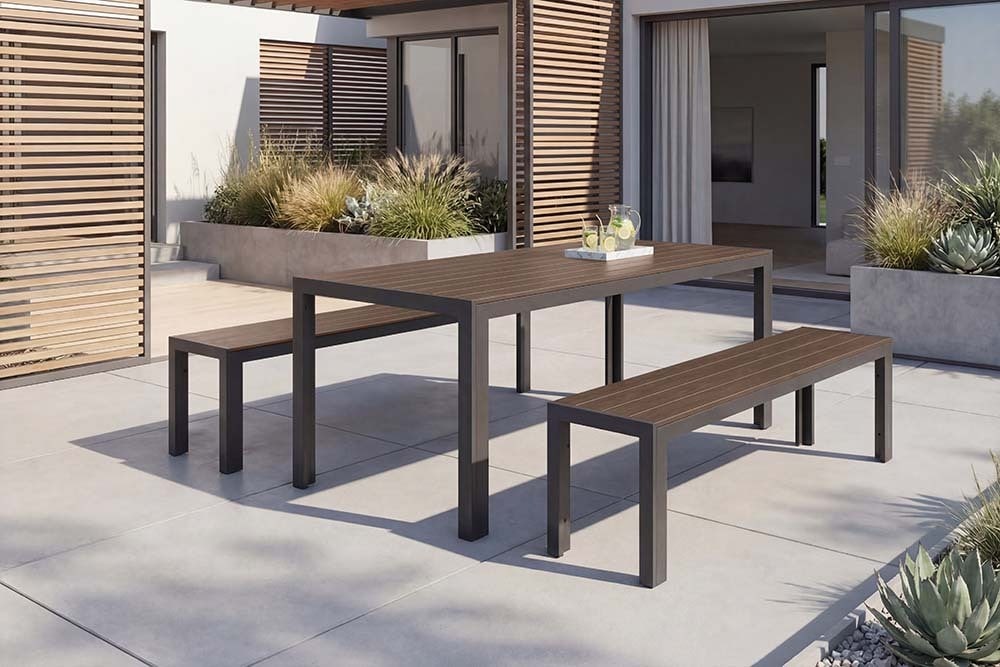 Moderner Gartentisch DESIGNO 205cm dunkelbraun schwarz Aluminium wetterfest