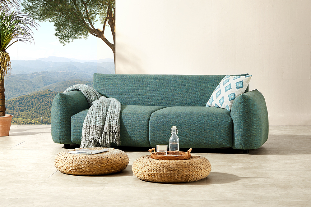 In- und Outdoor Sofa SEAHAWK 205cm türkis Aluminium Olefin wetterfest 2-Sitzer Couch