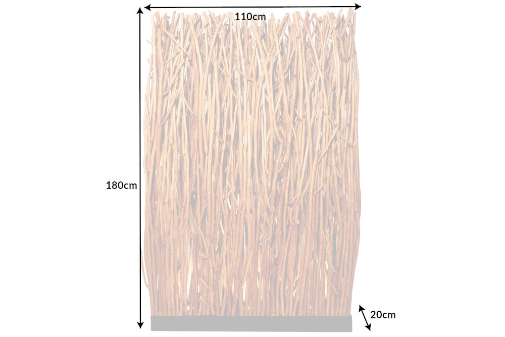 Handgefertigte Stehlampe NATURAL PARAVENT 180cm Longan-Holz Raumtrenner